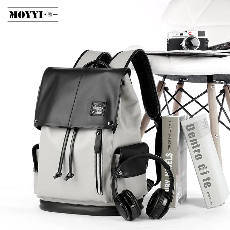 Pu Leather Laptop Backpack College School Bags Travel Backpack for Men Leather Backpack