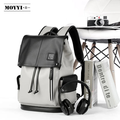 Pu Leather Laptop Backpack College School Bags Travel Backpack for Men Leather Backpack