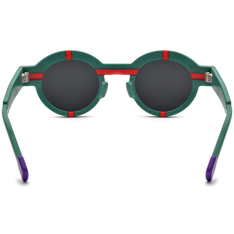 Vintage Colour-Block Round Polarized Sunglasses - MCROONS - back view