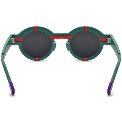 Vintage Colour-Block Round Polarized Sunglasses - MCROONS - back view
