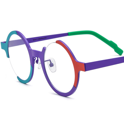 Colourful Titanium Round Optical Glasses Frame Retro - Matte Purple - MCROONS