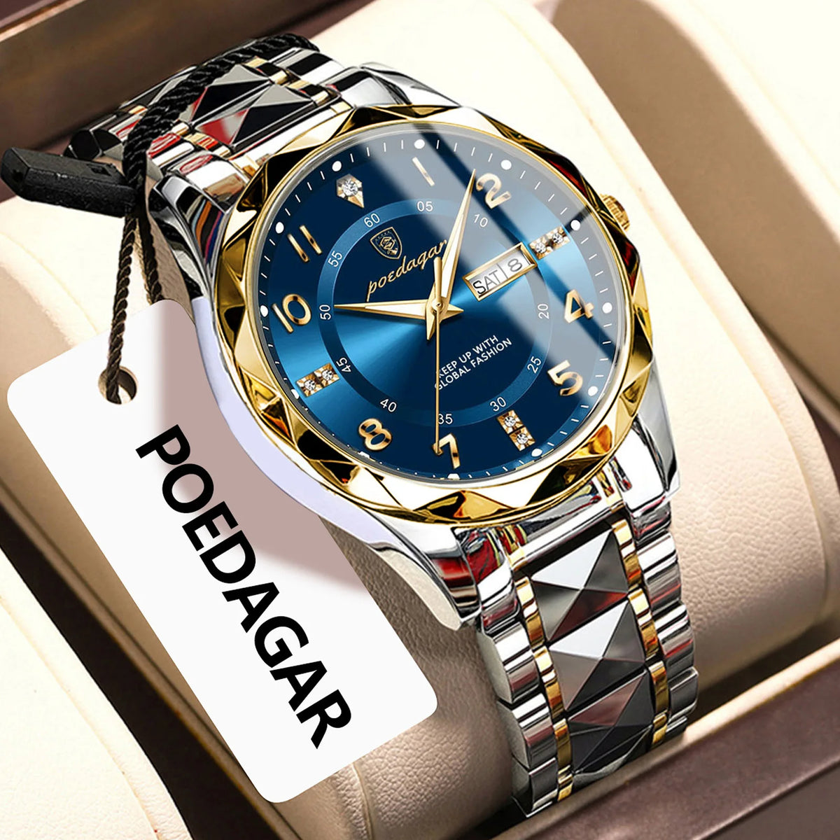 Poedagar 858 Men's Luxury Quartz Watch – Stainless Steel Band, Waterproof, Luminous, Date