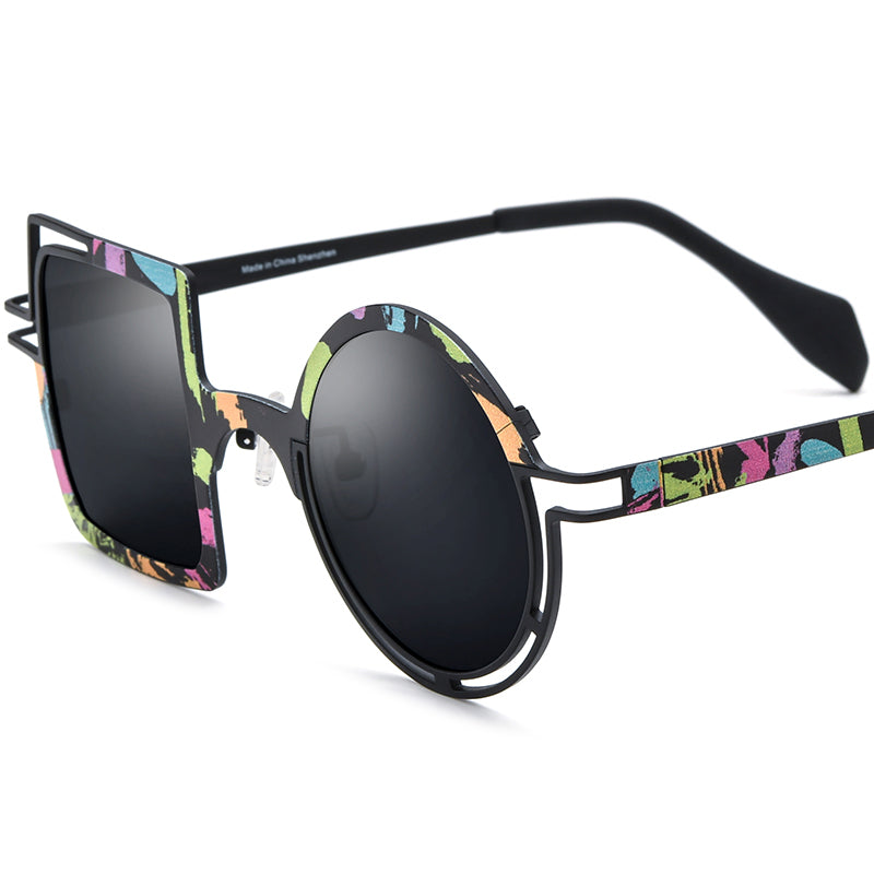 Irregular Titanium Sunglasses - Colorful Black - MCROONS