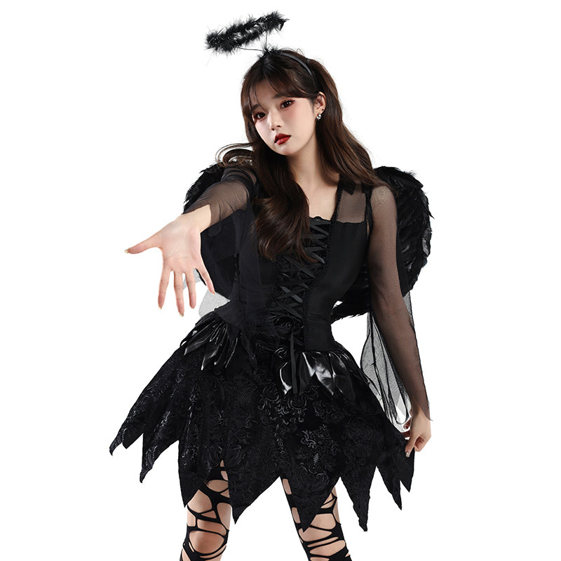 Black Angel Demon Wings detail