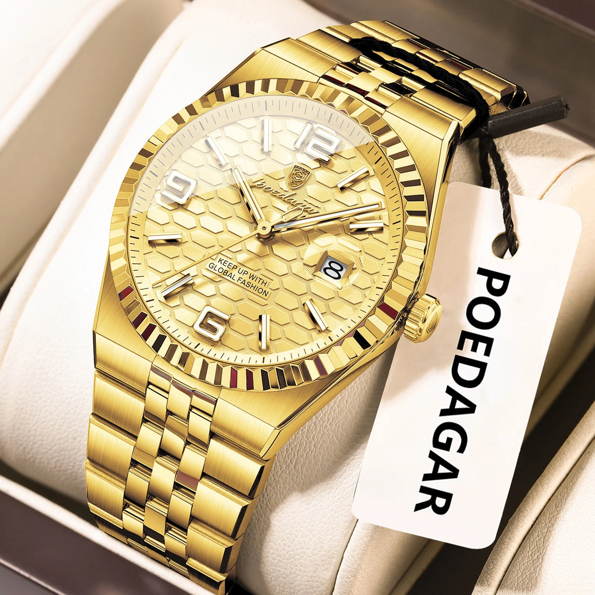 Poedagar 839 Men's Luxury Quartz Watch – Stainless Steel Band, Waterproof, Luminous, Date
