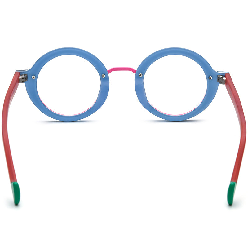 Colourful Matte Acetate Round Optical Glasses Frame - MCROONS - back view