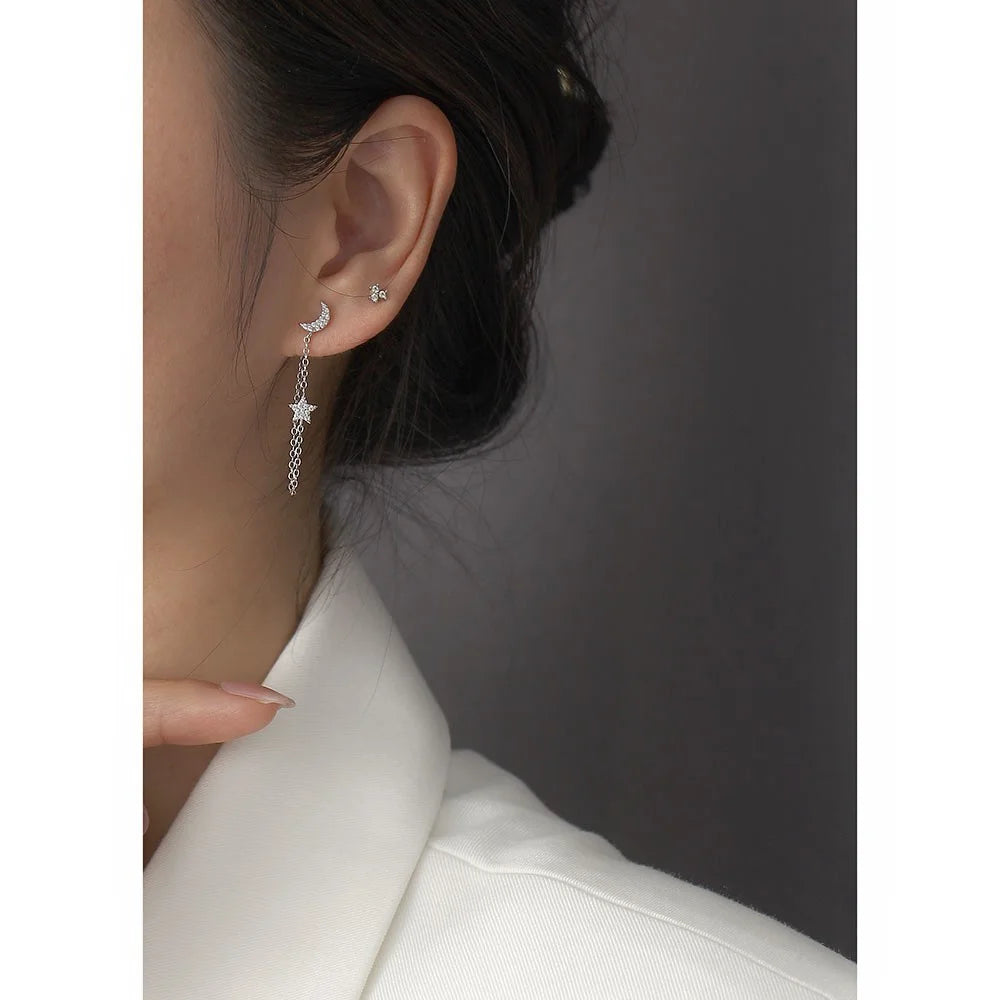 KR S925 Silver Instagram Flower Set Diamond Mini Screw Ear Studs Earbone Studs Sweet Earrings