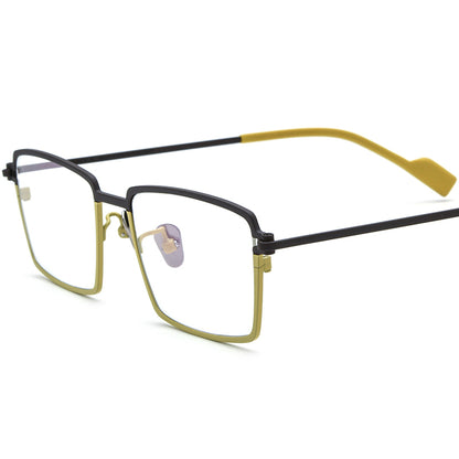 Colourful Titanium Square Optical Glasses Frame Everyday - Brown Yellow - MCROONS