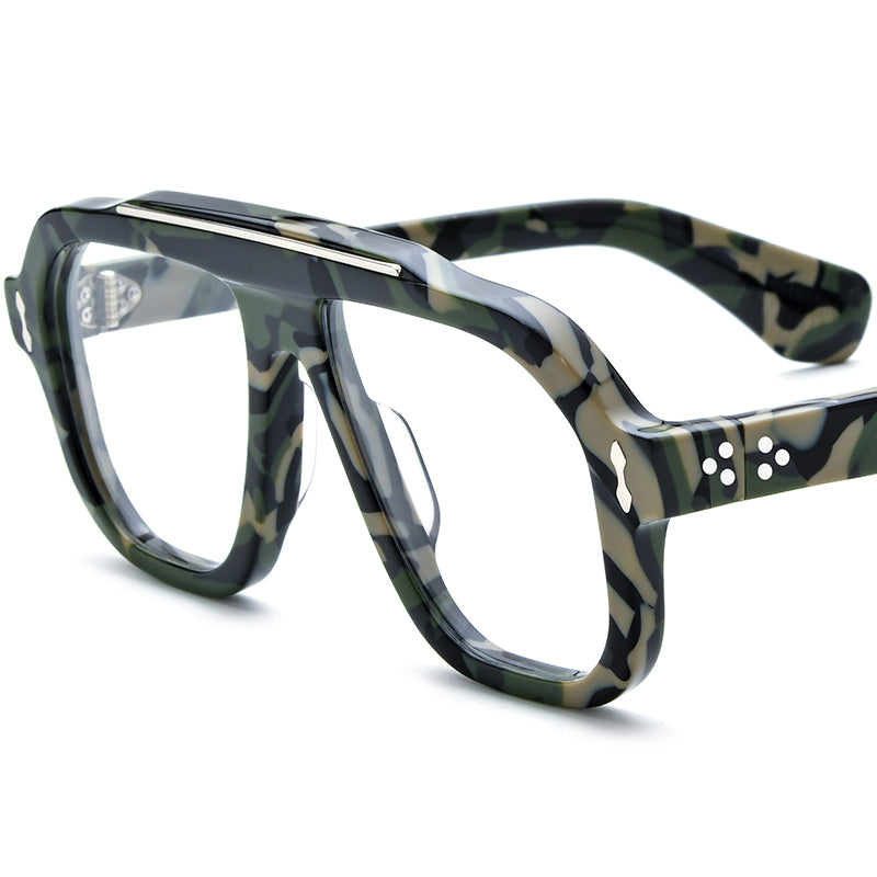 Pilot Style Thick Acetate Optical Glasses Frame - MCROONS - Green