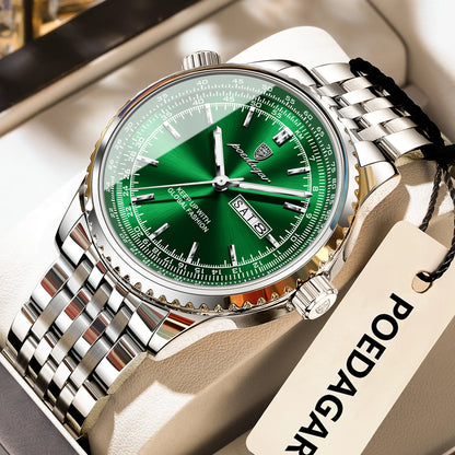 Poedagar 673 Men's Luxury Quartz Watch – Stainless Steel Band, Waterproof, Luminous, Date
