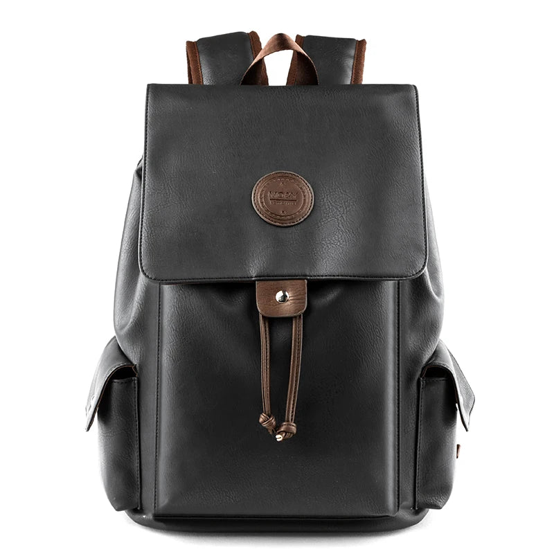 MOYYI PU Leather Bags for Men Waterproof Mochilas Men PU Leather Laptop Backpack