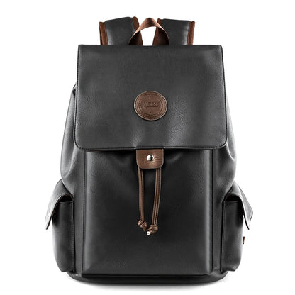 MOYYI PU Leather Bags for Men Waterproof Mochilas Men PU Leather Laptop Backpack