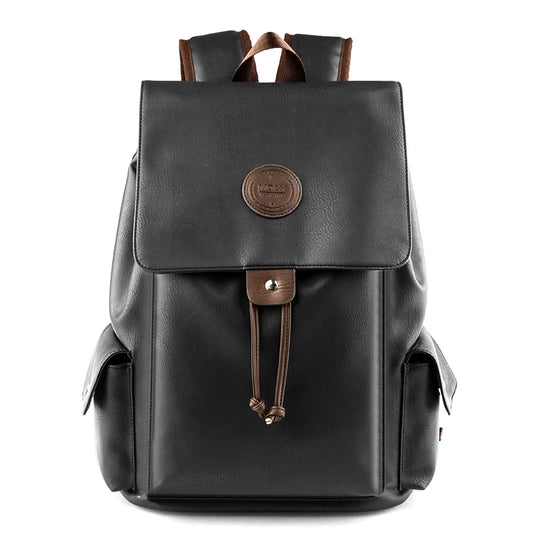 MOYYI PU Leather Bags for Men Waterproof Mochilas Men PU Leather Laptop Backpack