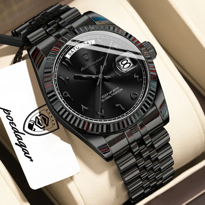 Poedagar 845 Men's Luxury Quartz Watch – Stainless Steel Band, Waterproof, Date