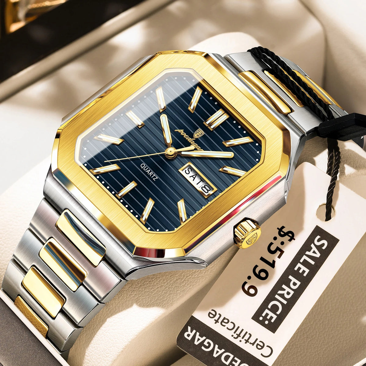Poedagar 672 Men's Luxury Quartz Watch – Stainless Steel Band, Waterproof, Luminous, Date