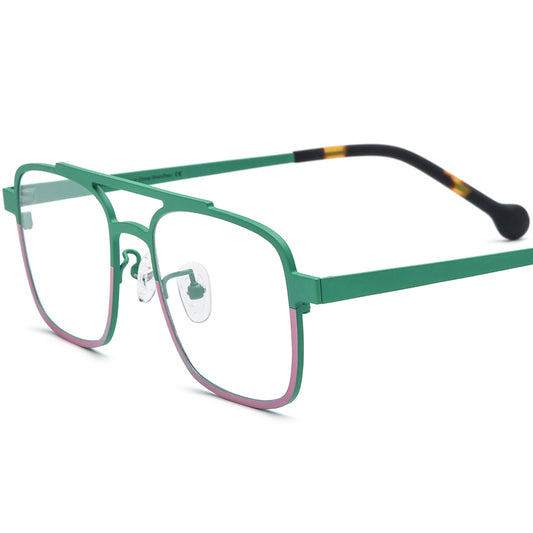 Titanium Aviator Optical Glasses Frame Retro Pilot - MCROONS - Matte Green