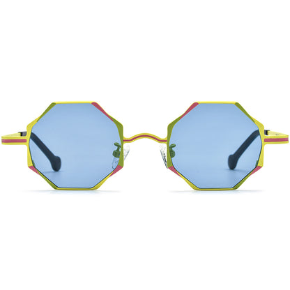 Colourful Titanium Octagon Sunglasses Polarized - MCROONS - front view