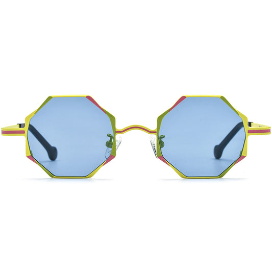 Colourful Titanium Octagon Sunglasses Polarized - MCROONS - front view