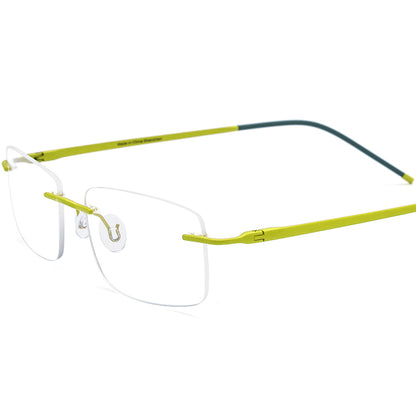 Rimless Titanium Square Optical Glasses Frame Ultralight - Light Green - MCROONS