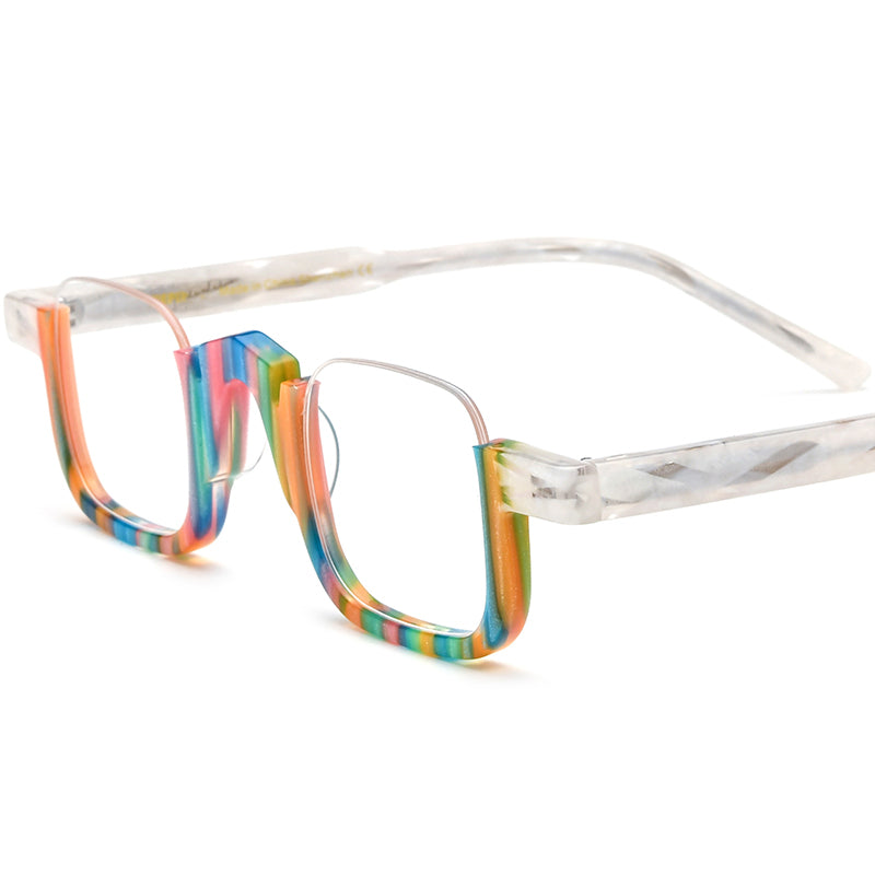 Retro Semi-Rimless Square Optical Glasses Frame - Multicolour - MCROONS
