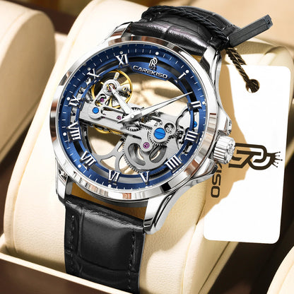 Poedagar C124 Men's Luxury Automatic Mechanical Watch – Genuine Leather Strap, Waterproof, Luminous