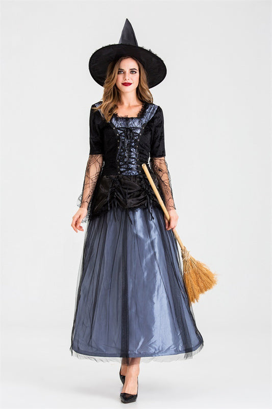 Vintage Sorceress Witch Hat & Dress detail
