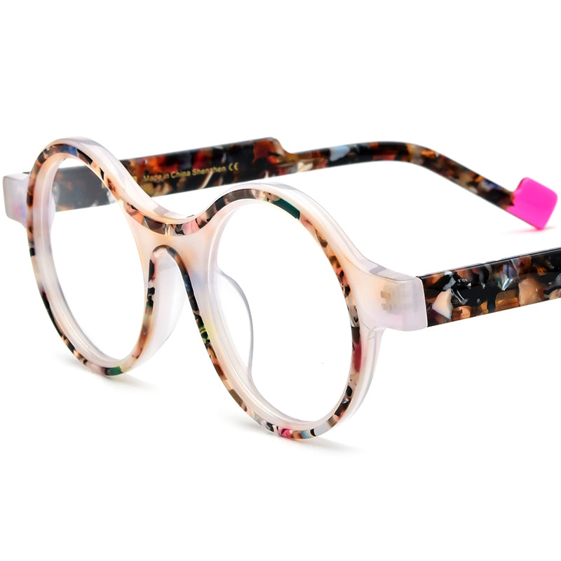 Retro Round Optical Glasses Frame Multicolour - White - MCROONS