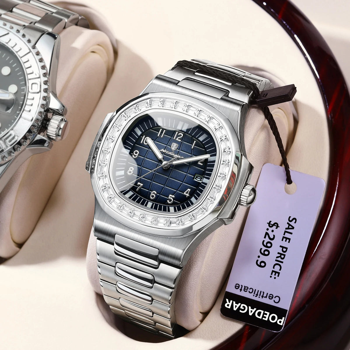 Poedagar 925 Men's Luxury Quartz Watch – Stainless Steel Band, Waterproof, Luminous, Date