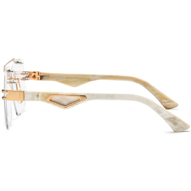 Oversize Buffalo Horn Optical Glasses - MCROONS - lens detail