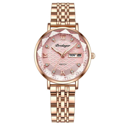 Poedagar 3011 Women's Luxury Quartz Watch – Stainless Steel Band, Waterproof, Luminous, Date