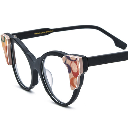 Matte Acetate Cat Eye Optical Glasses Frame Vintage - Black - MCROONS