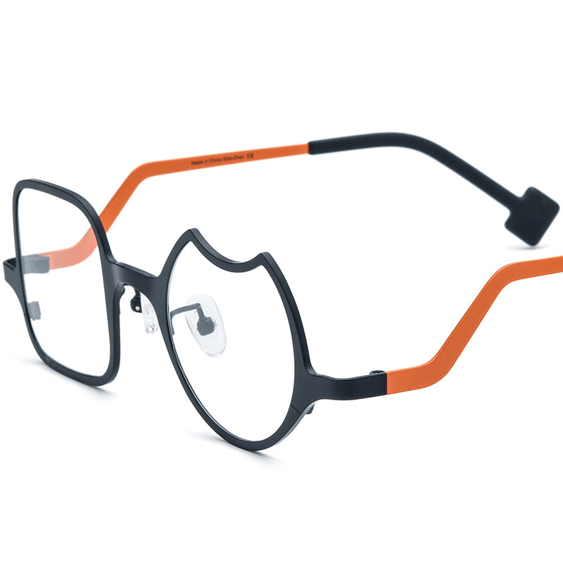 Colourful Titanium Irregular Optical Glasses Frame - Matte Black Frame - MCROONS