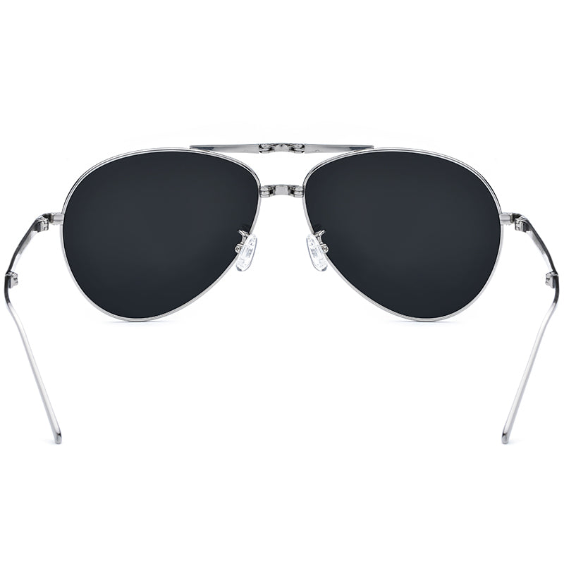Pure Titanium Folding Aviator Sunglasses - MCROONS - Back View