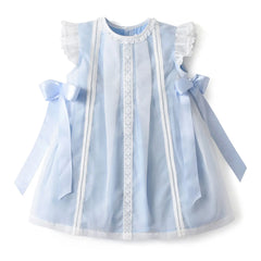 Solid Girls Wedding Party Dress Baby Girl Summer Lace Trims Tulle Dresses Satin Bow Embroidery Sleeveless Design for Children 6