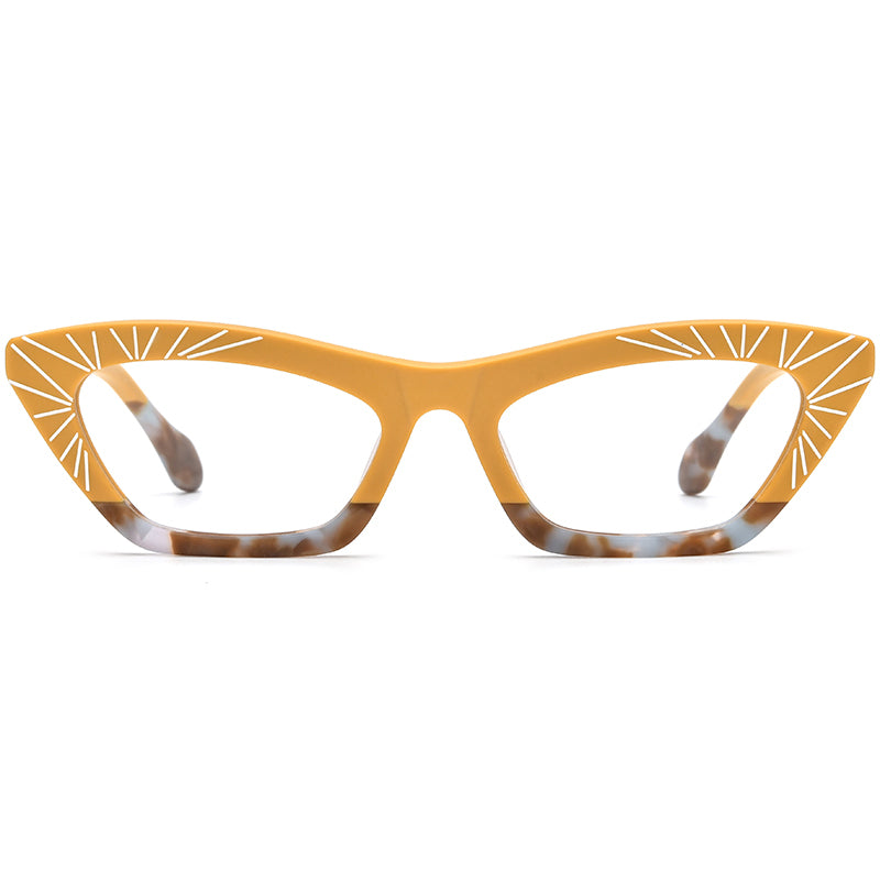 Retro Sunburst Acetate Cat Eye Optical Glasses Frame - MCROONS - front view
