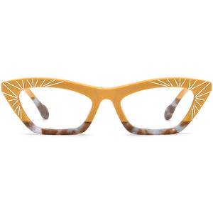 Retro Sunburst Acetate Cat Eye Optical Glasses Frame - MCROONS - front view