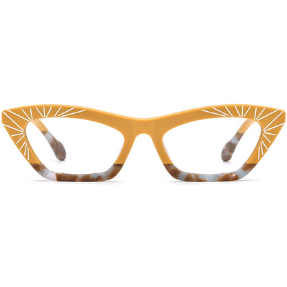 Retro Sunburst Acetate Cat Eye Optical Glasses Frame - MCROONS - front view