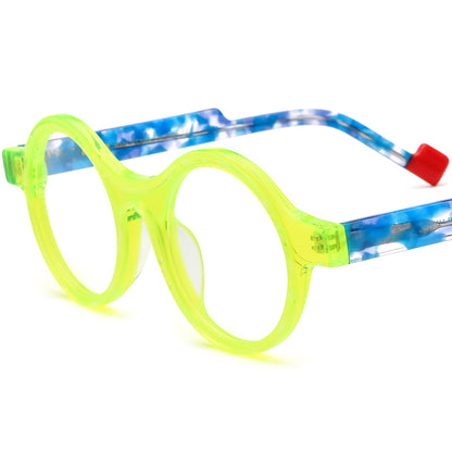 Retro Round Optical Glasses Frame Multicolour - Yellow Green - MCROONS