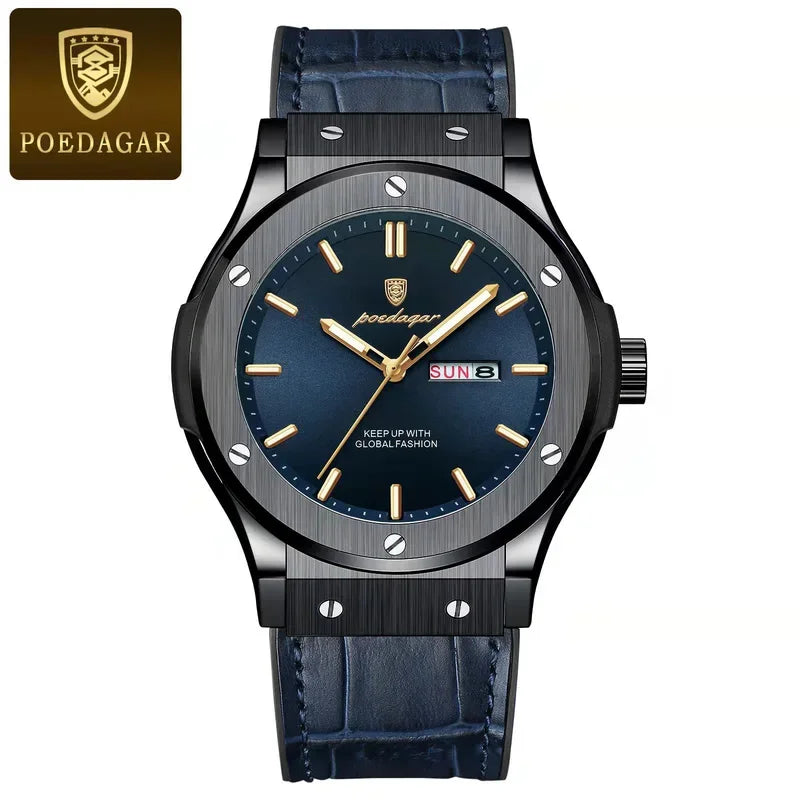 Poedagar 952 Men's Luxury Quartz Watch – Silicone Strap, Waterproof, Luminous, Date