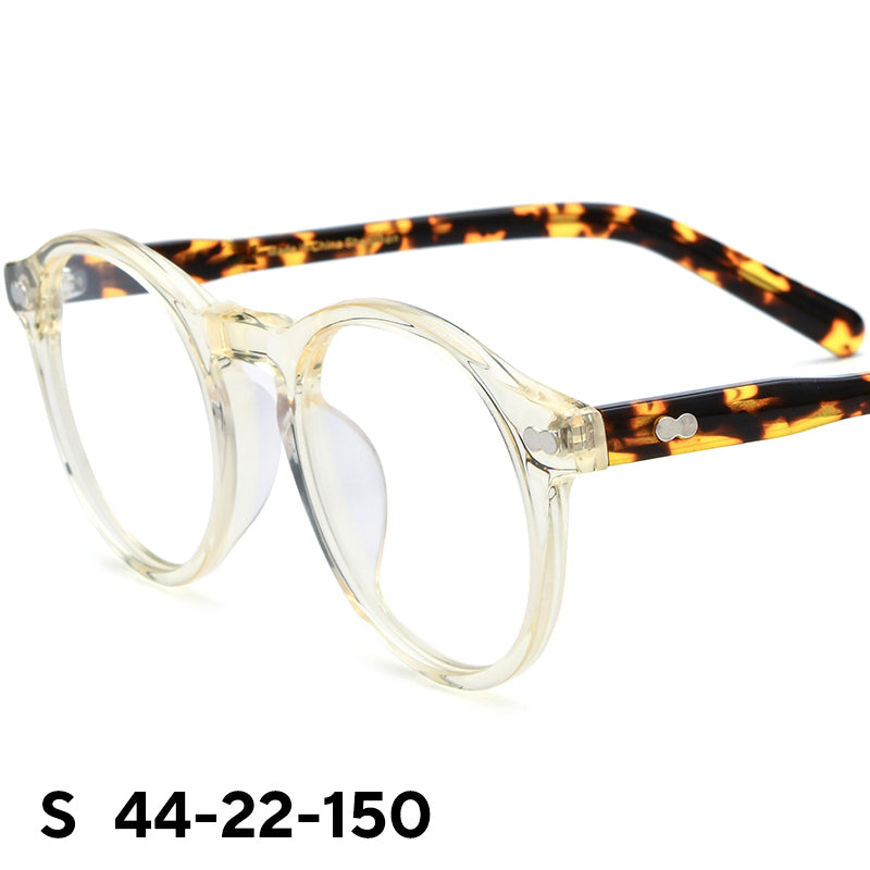 Retro Round Acetate Optical Glasses Frame Designer - Yellow - MCROONS