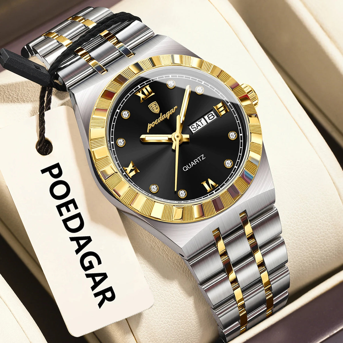 Poedagar 794 Women's Luxury Quartz Watch – Stainless Steel Band, Waterproof, Luminous, Date