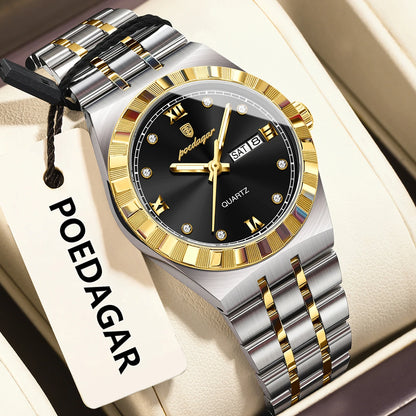 Poedagar 794 Women's Luxury Quartz Watch – Stainless Steel Band, Waterproof, Luminous, Date