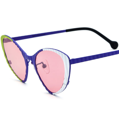 Vintage Cat Eye Polarized Titanium Sunglasses - Purple - MCROONS
