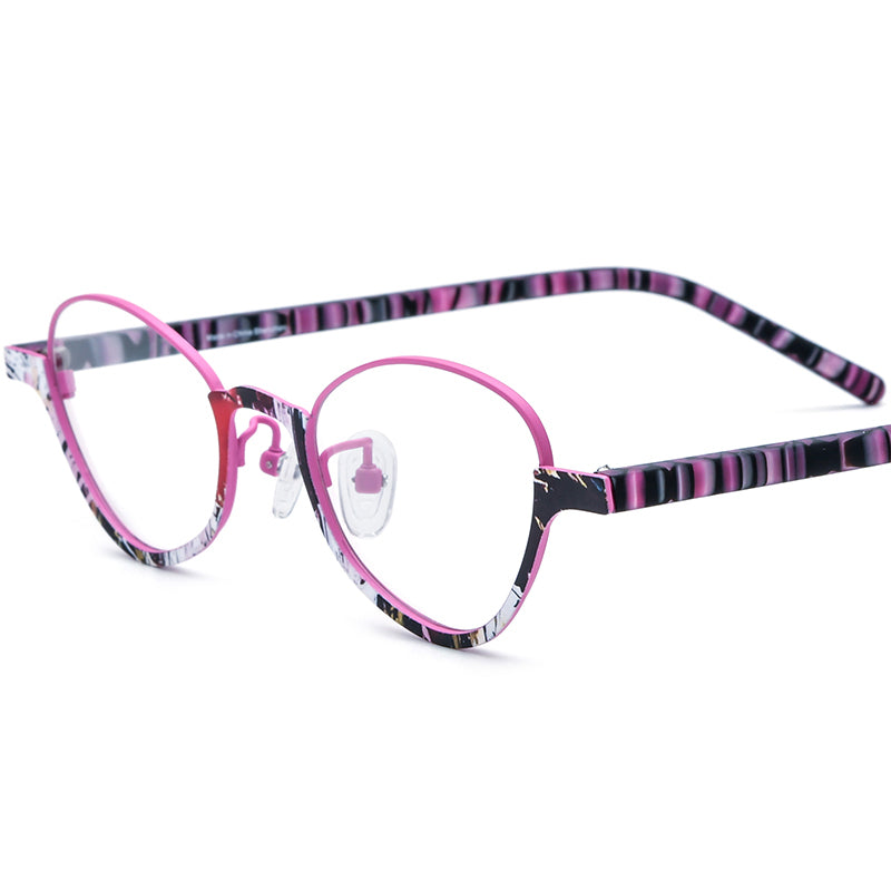 Acetate Titanium Cat Eye Optical Glasses Frame - Pink - MCROONS