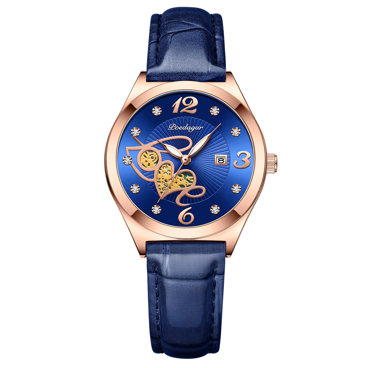 Poedagar 310 Women's Luxury Quartz Watch – Leather Strap, Waterproof, Luminous, Date