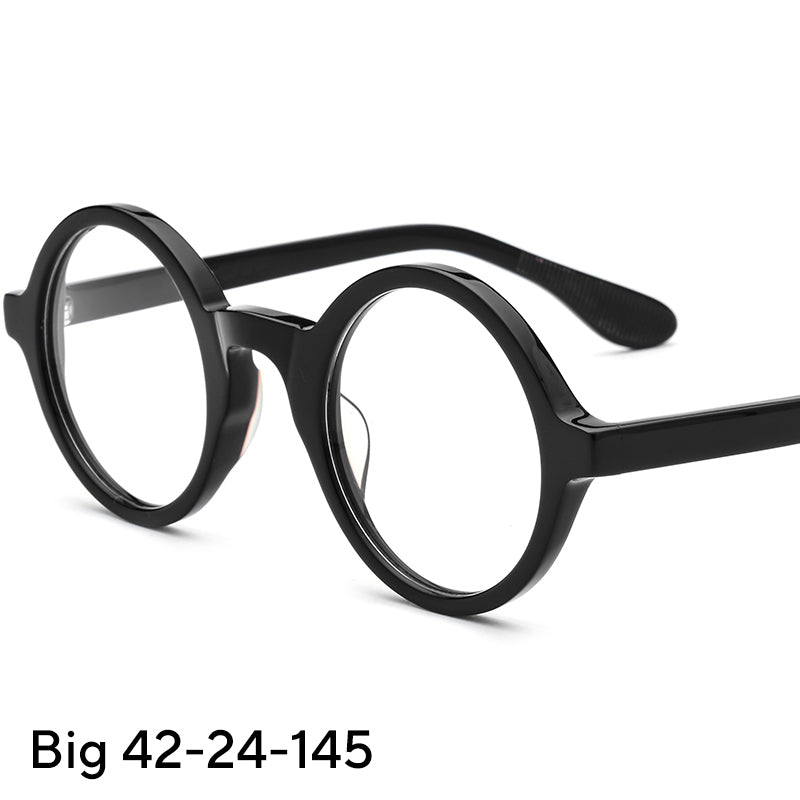 Vintage Round Acetate Optical Glasses Frame - Black - MCROONS
