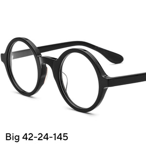 Vintage Round Acetate Optical Glasses Frame - Black - MCROONS