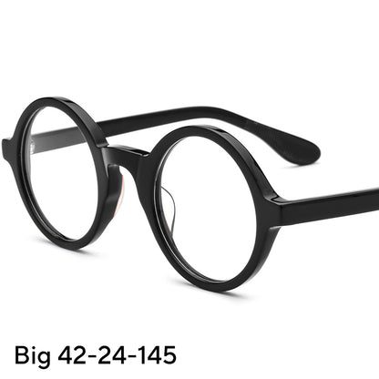 Vintage Round Acetate Optical Glasses Frame - Black - MCROONS