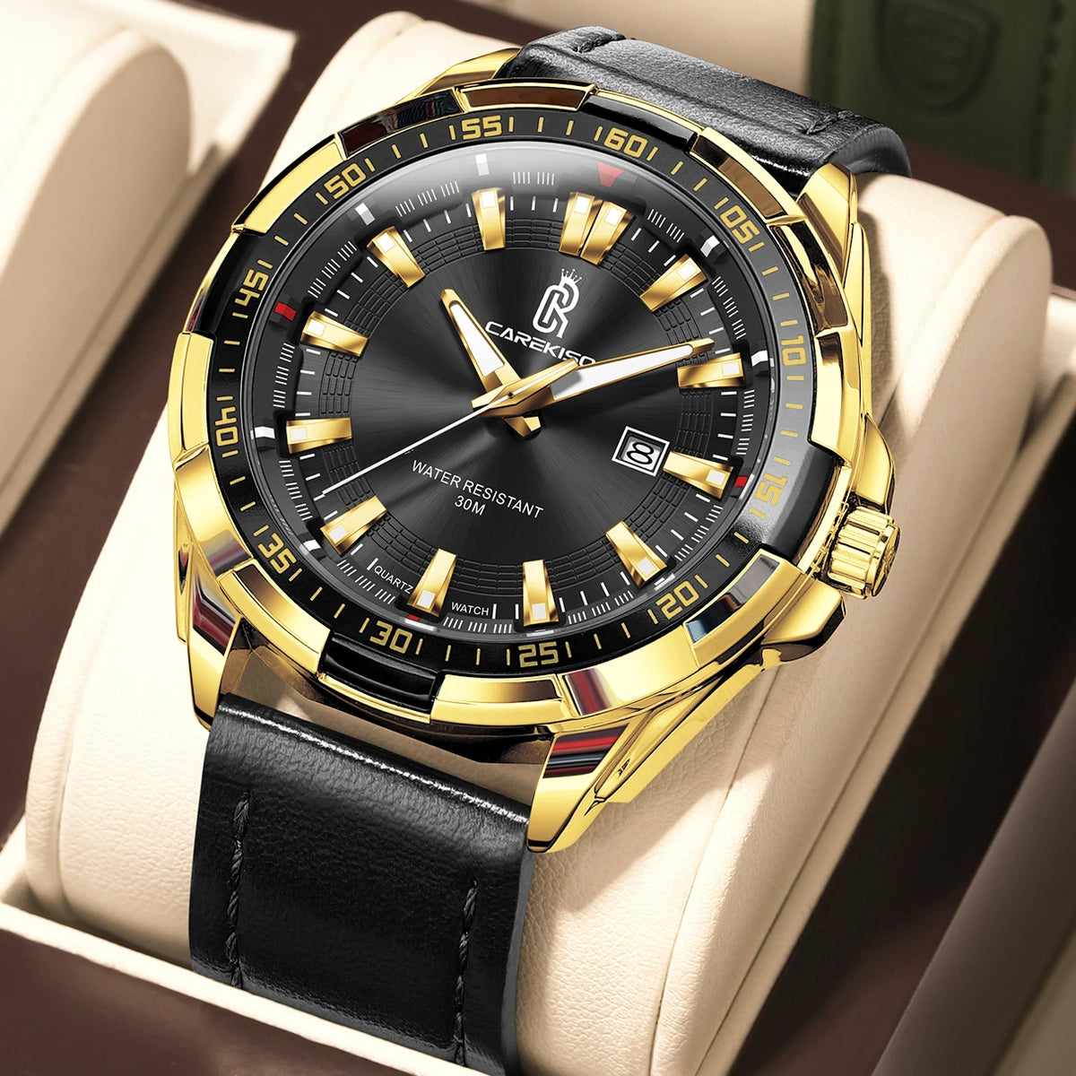Poedagar C103 Men's Luxury Quartz Watch – Leather Strap, Waterproof, Luminous, Date
