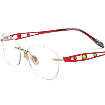 Wire Titanium Rimless Optical Glasses Fashionable - MCROONS - Red